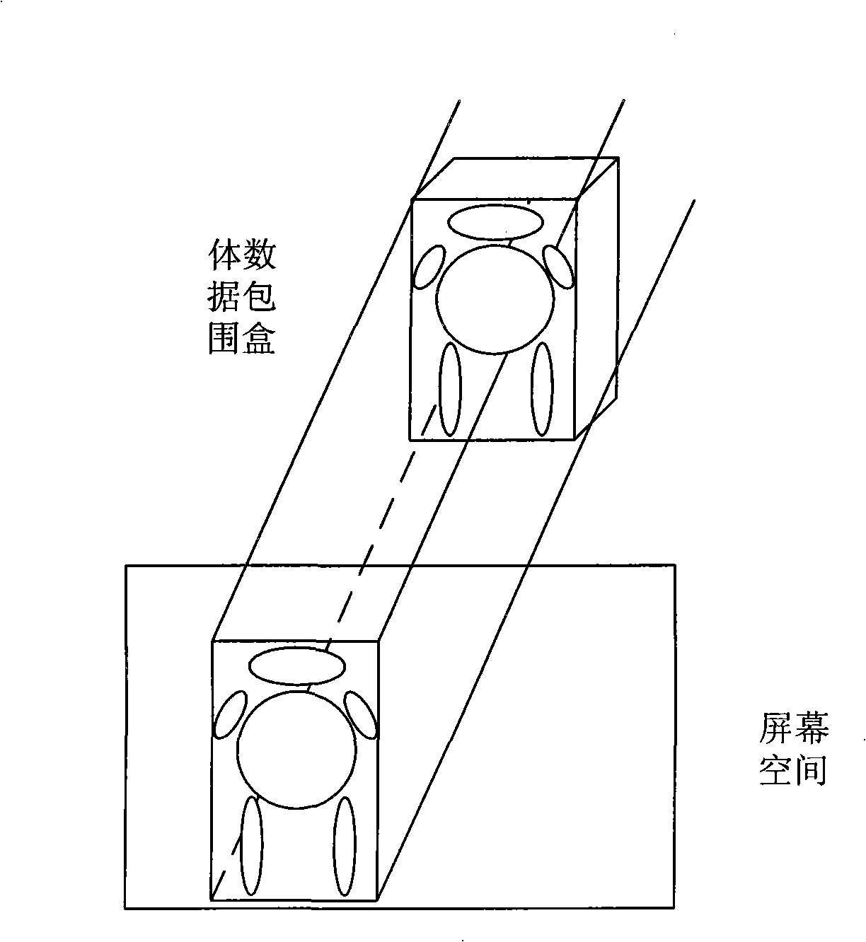 Parallel processing method drawn by pre-projection light ray projection body