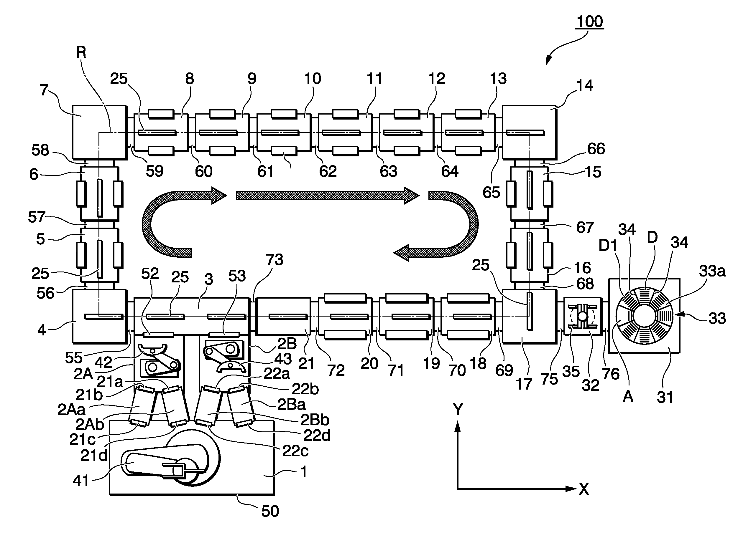 In-line type film forming apparatus and method of manufacturing magnetic recording medium using the same