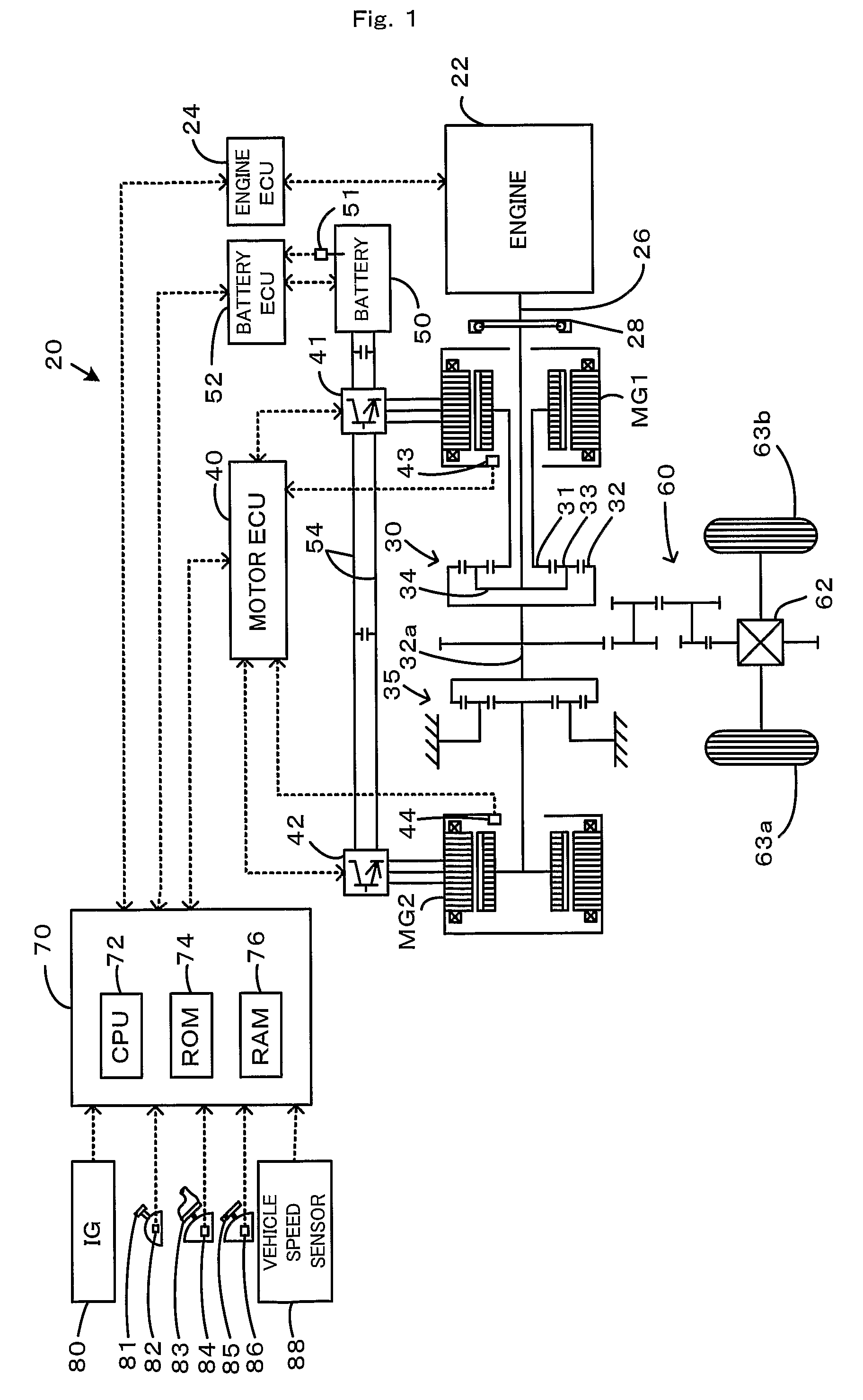 Power output apparatus, motor vehicle equipped with power output apparatus, and control method of power output apparatus