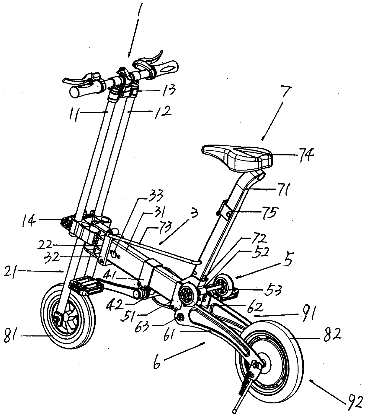 Portable folding electric moped