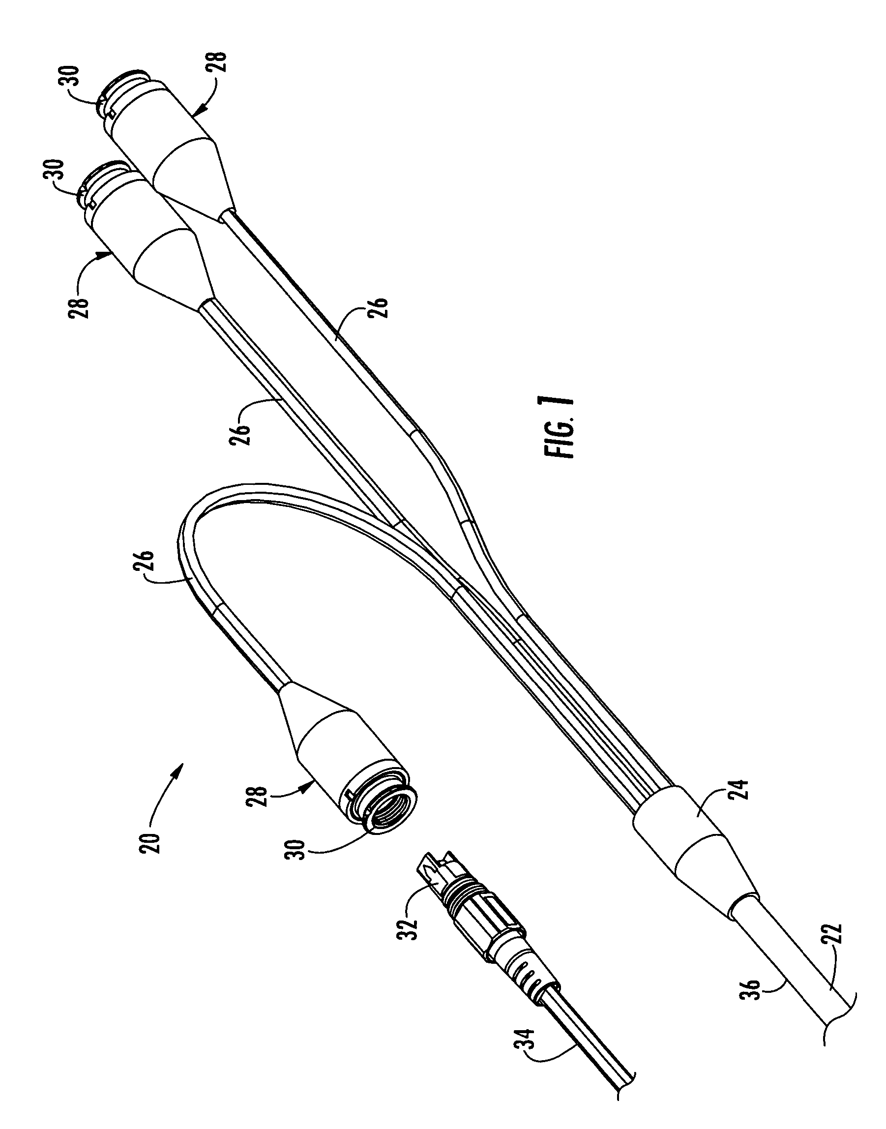 Tether assembly having individual connector ports