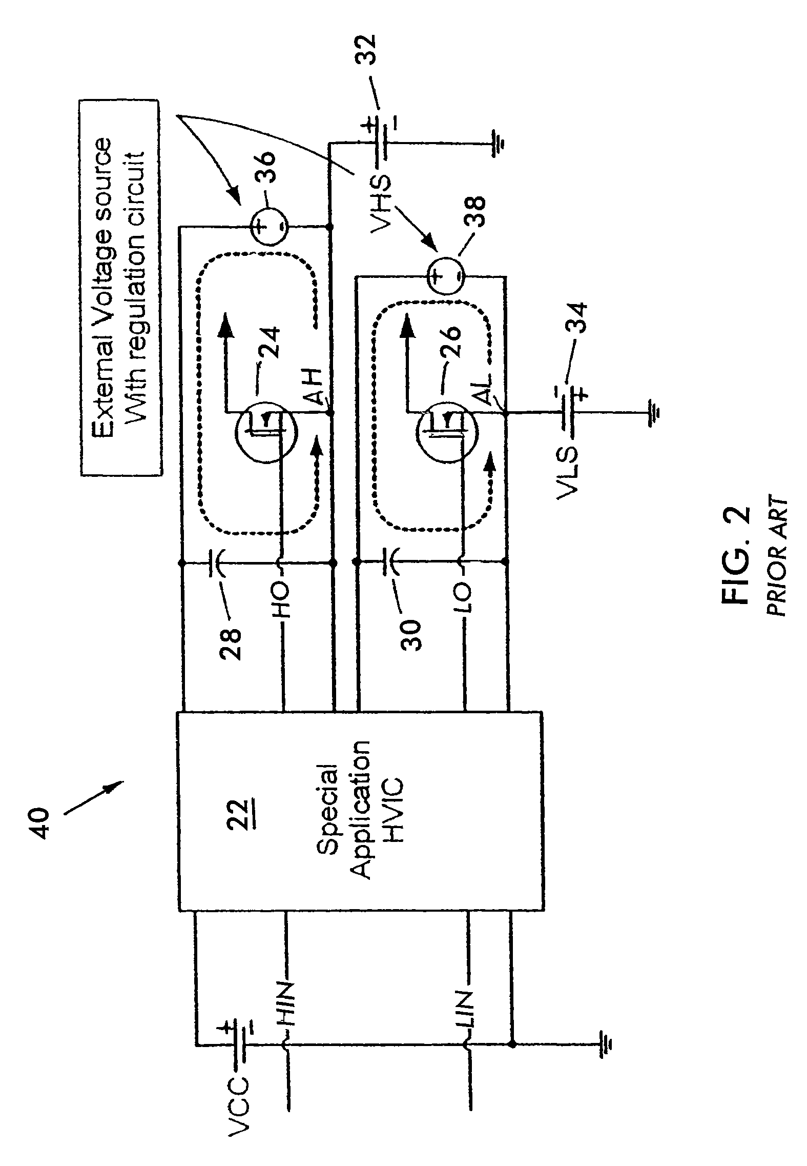 High voltage gate driver IC (HVIC) with internal charge pumping voltage source