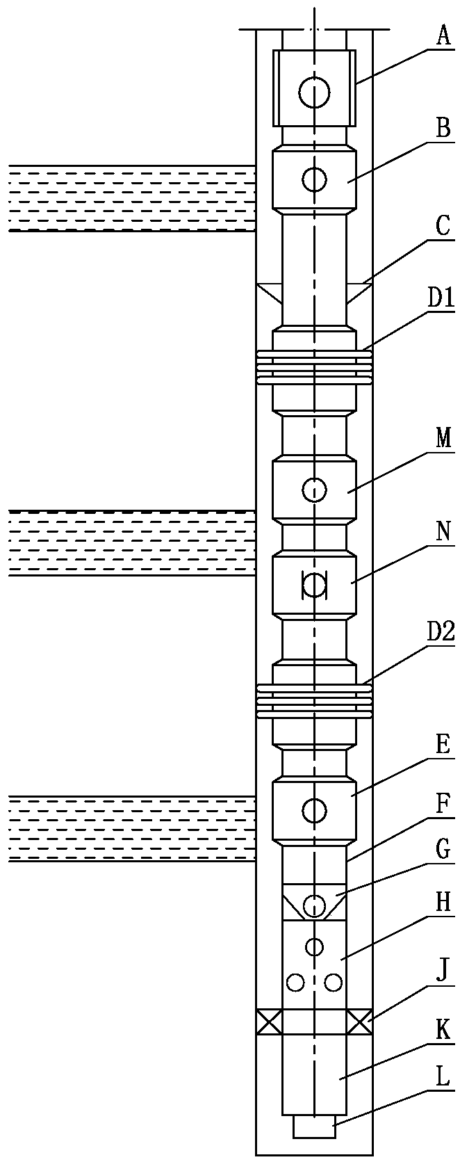 Multi-formation acidification water injection string