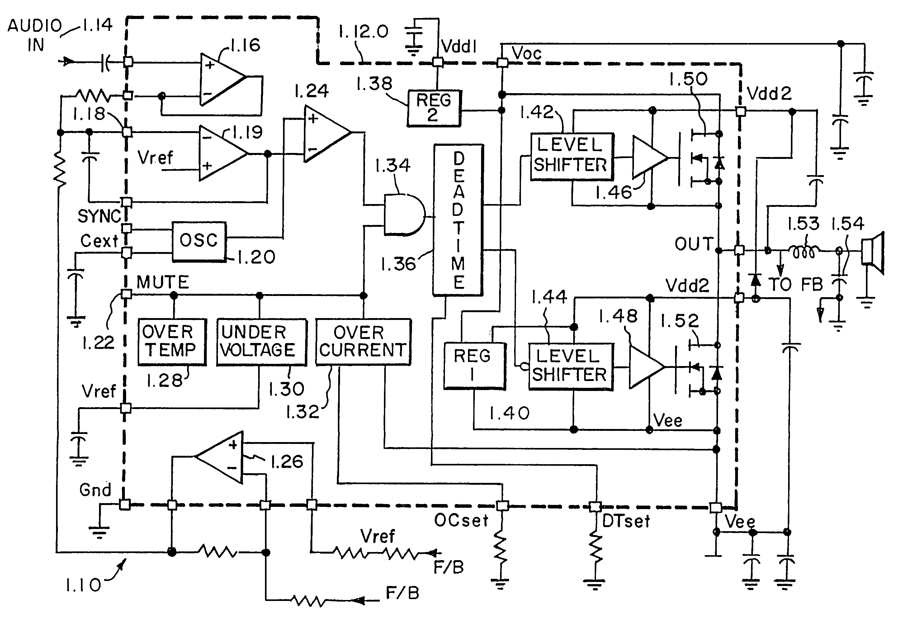 Monolithic class D amplifier