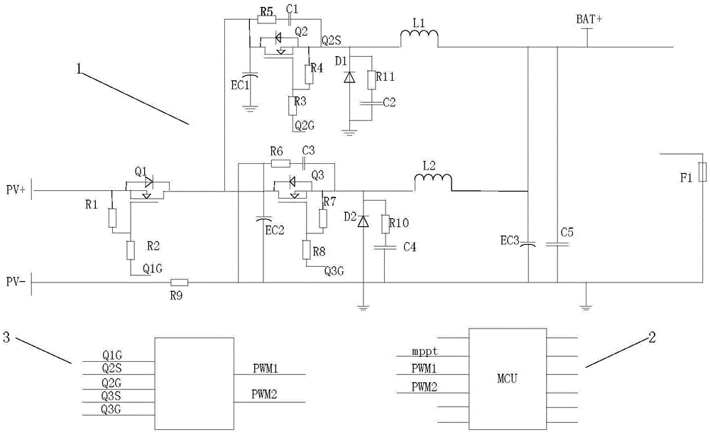Improved solar charging circuit with mppt controller structure