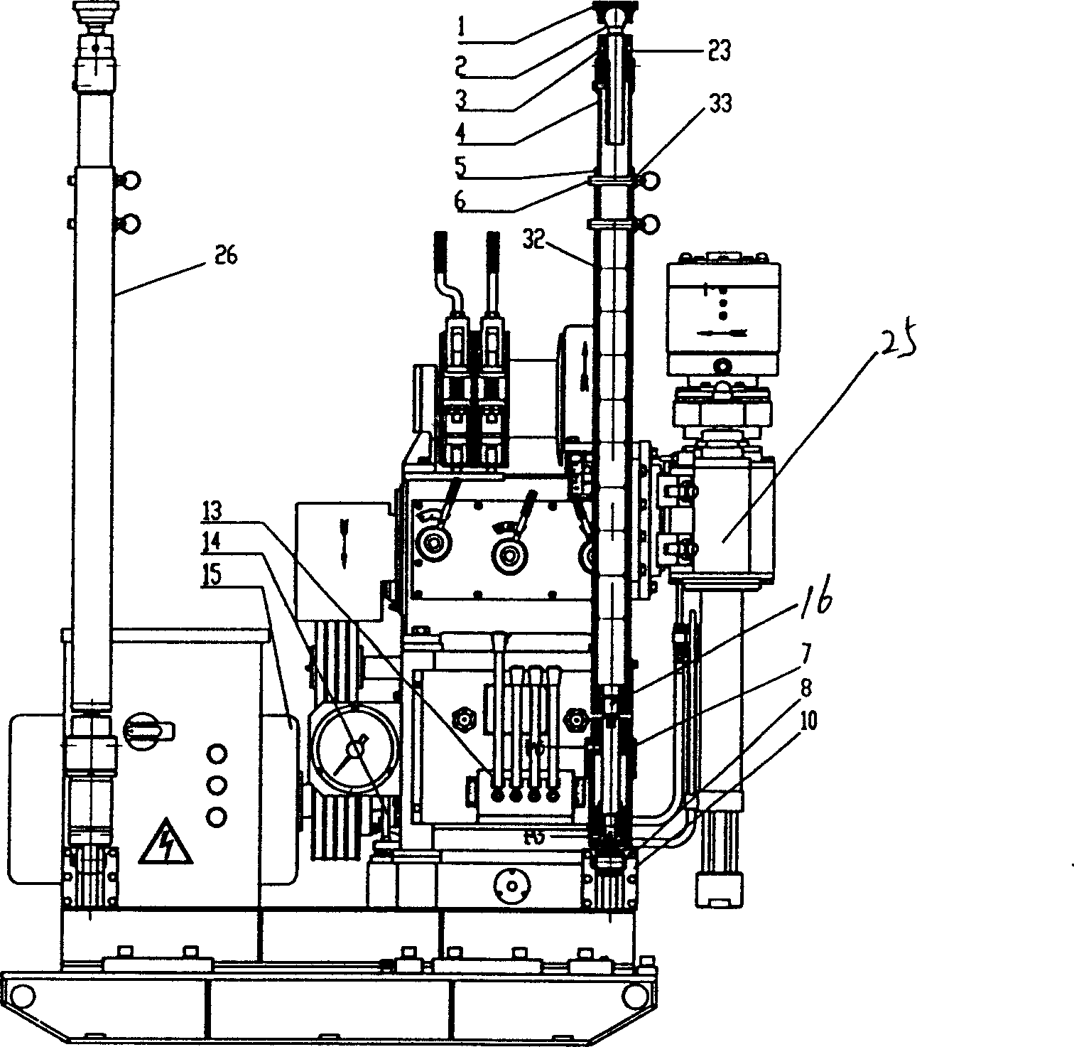 Drilling machine with supporting frame