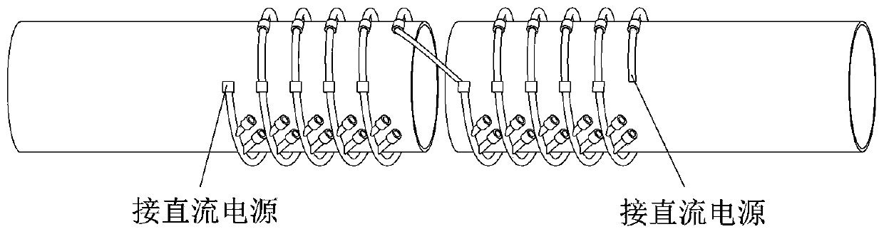 Coil structure for online residual magnetism elimination of ferromagnetic pipe and application thereof