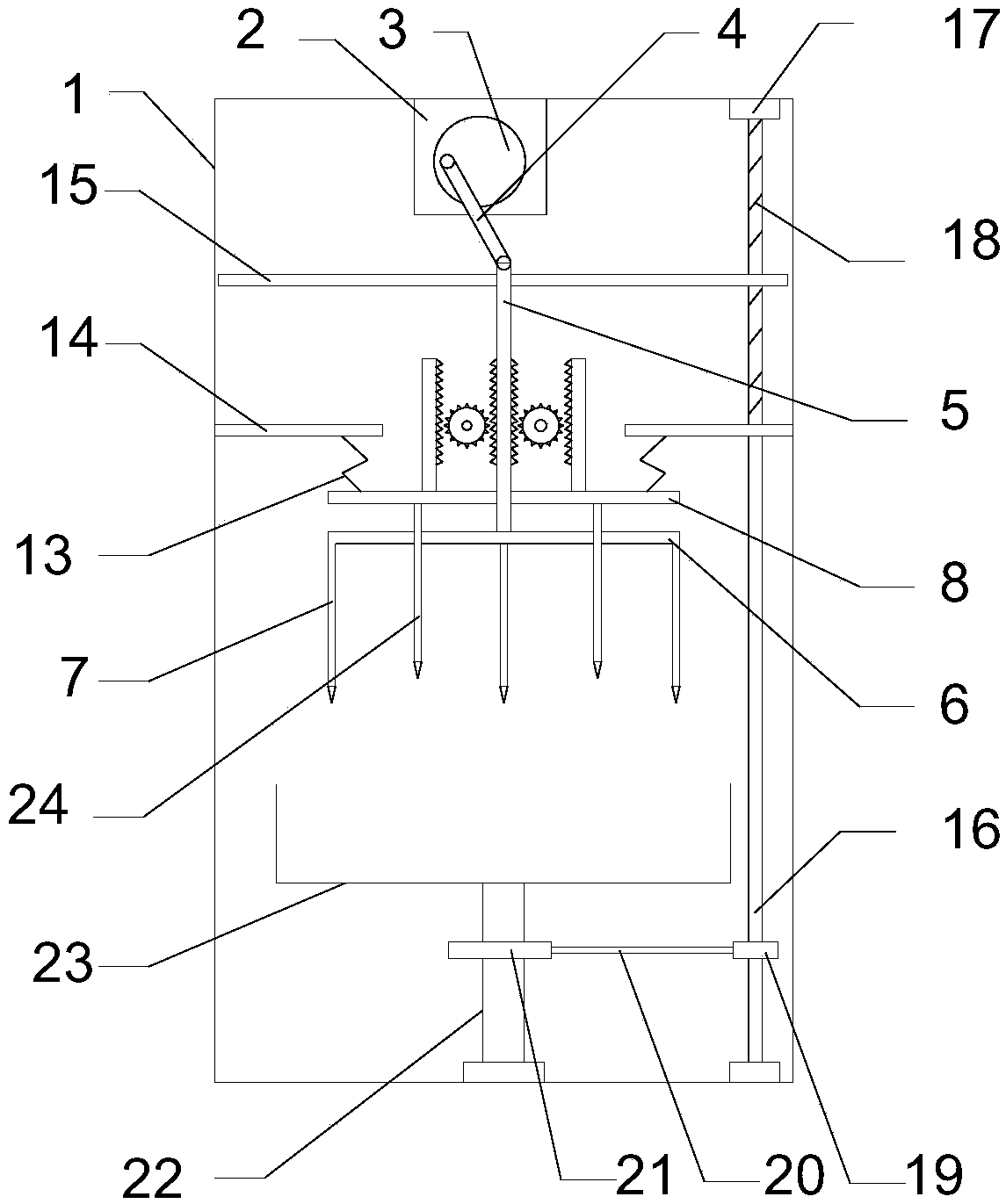 A reciprocating Chinese medicinal material chopping device