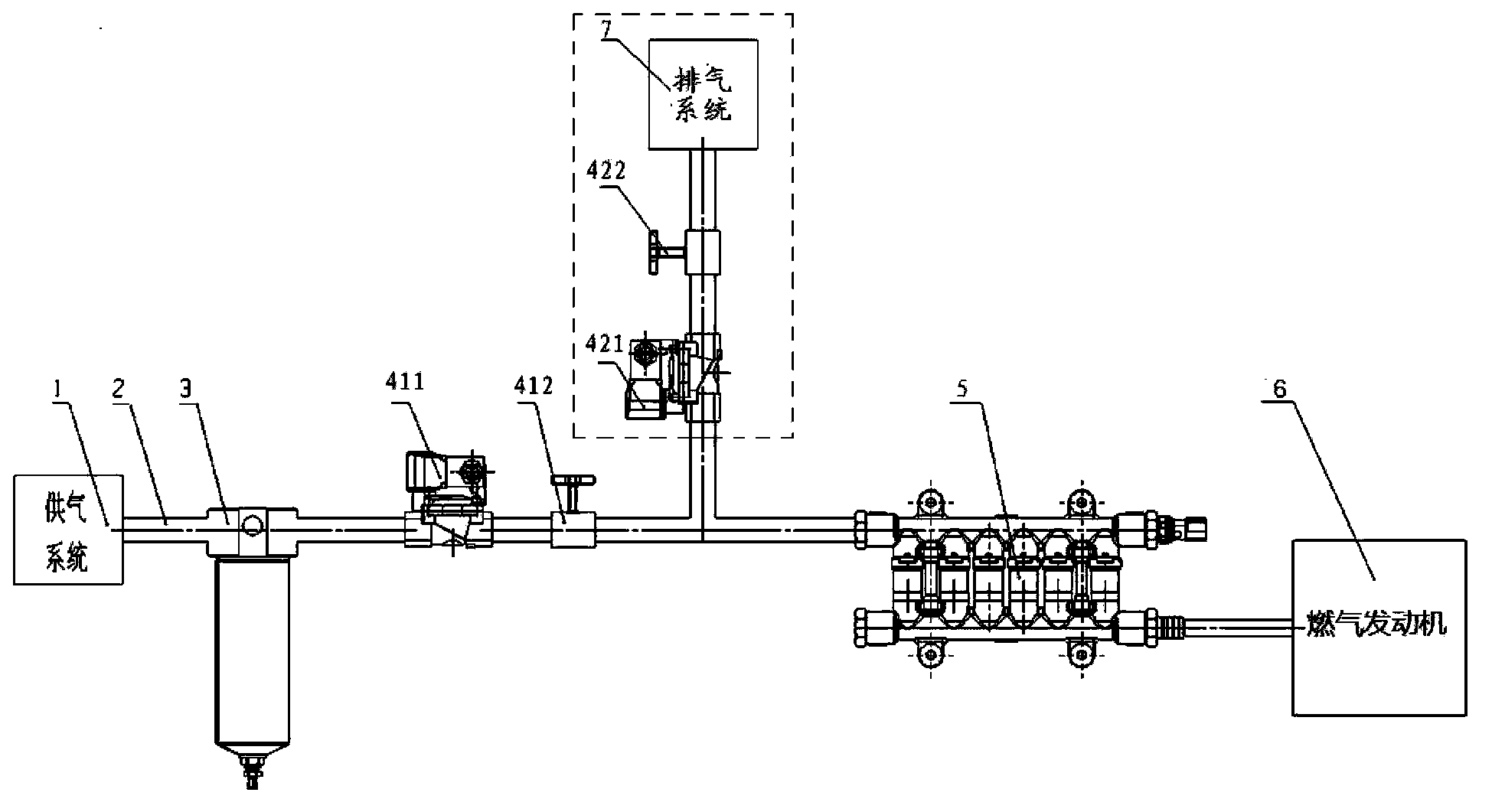 Gas engine air supply pipe interlocking valve mechanism