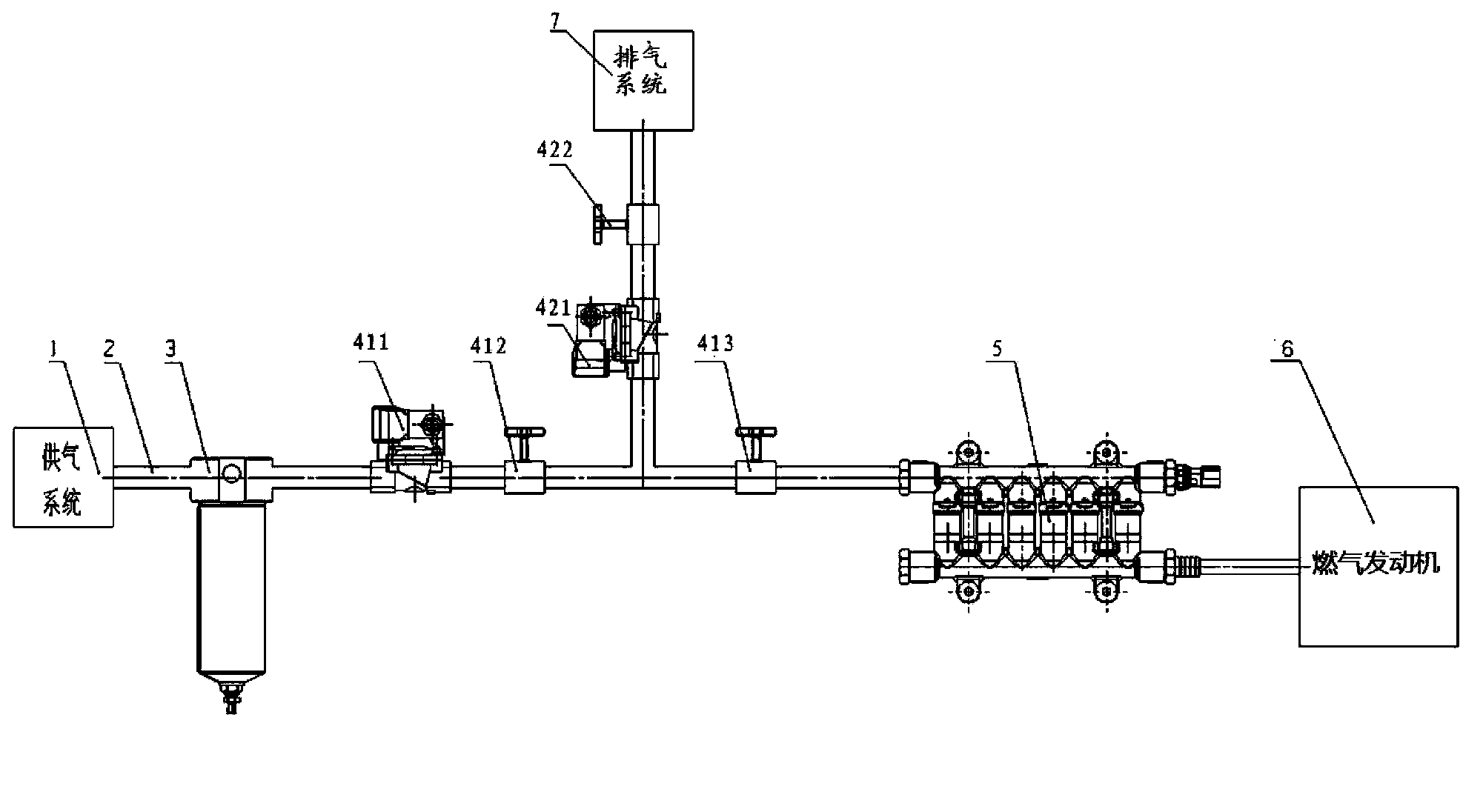 Gas engine air supply pipe interlocking valve mechanism