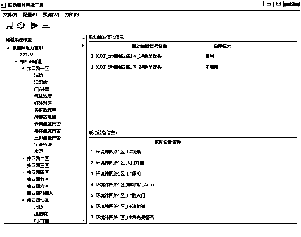 Control method and device of auxiliary power cable tunnel device