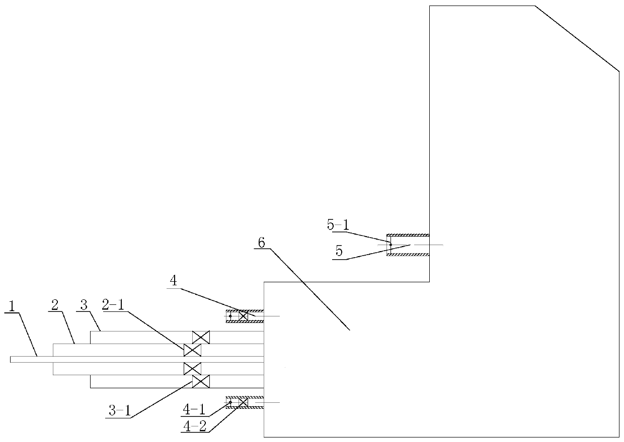 Center feed swirl pulverized coal burner and over-burning air arrangement structure