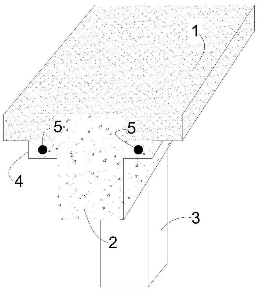 T-girder flange slab tensioning joint under post-tensioned bonded prestressed ribbed slab and construction method