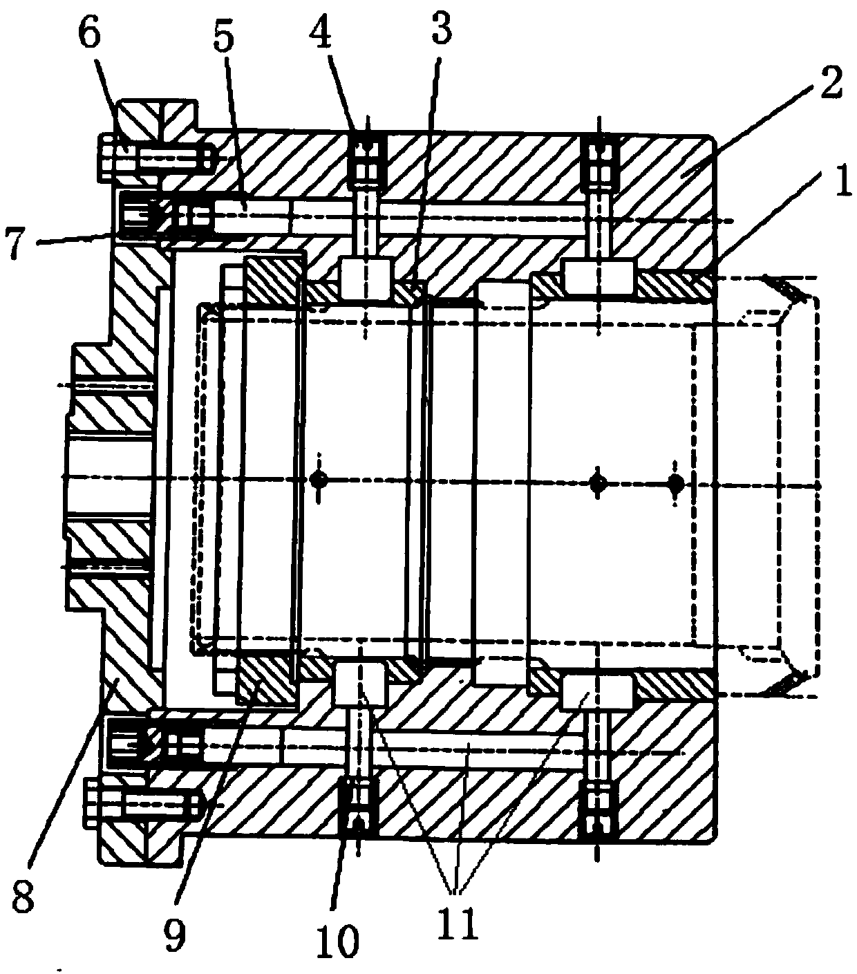 Double-cylindrical-surface pressurizing type clamp for rotor balancing