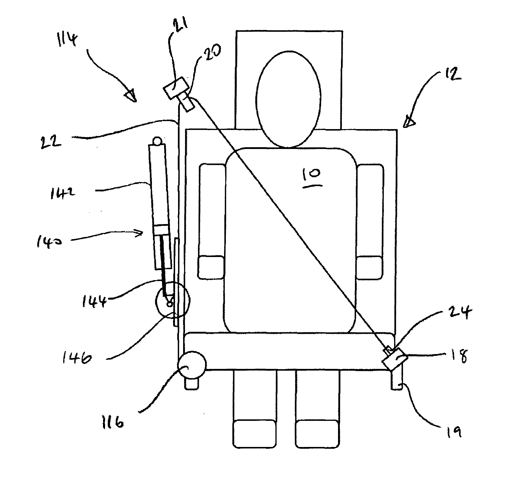 Restraint system for a seat belt device