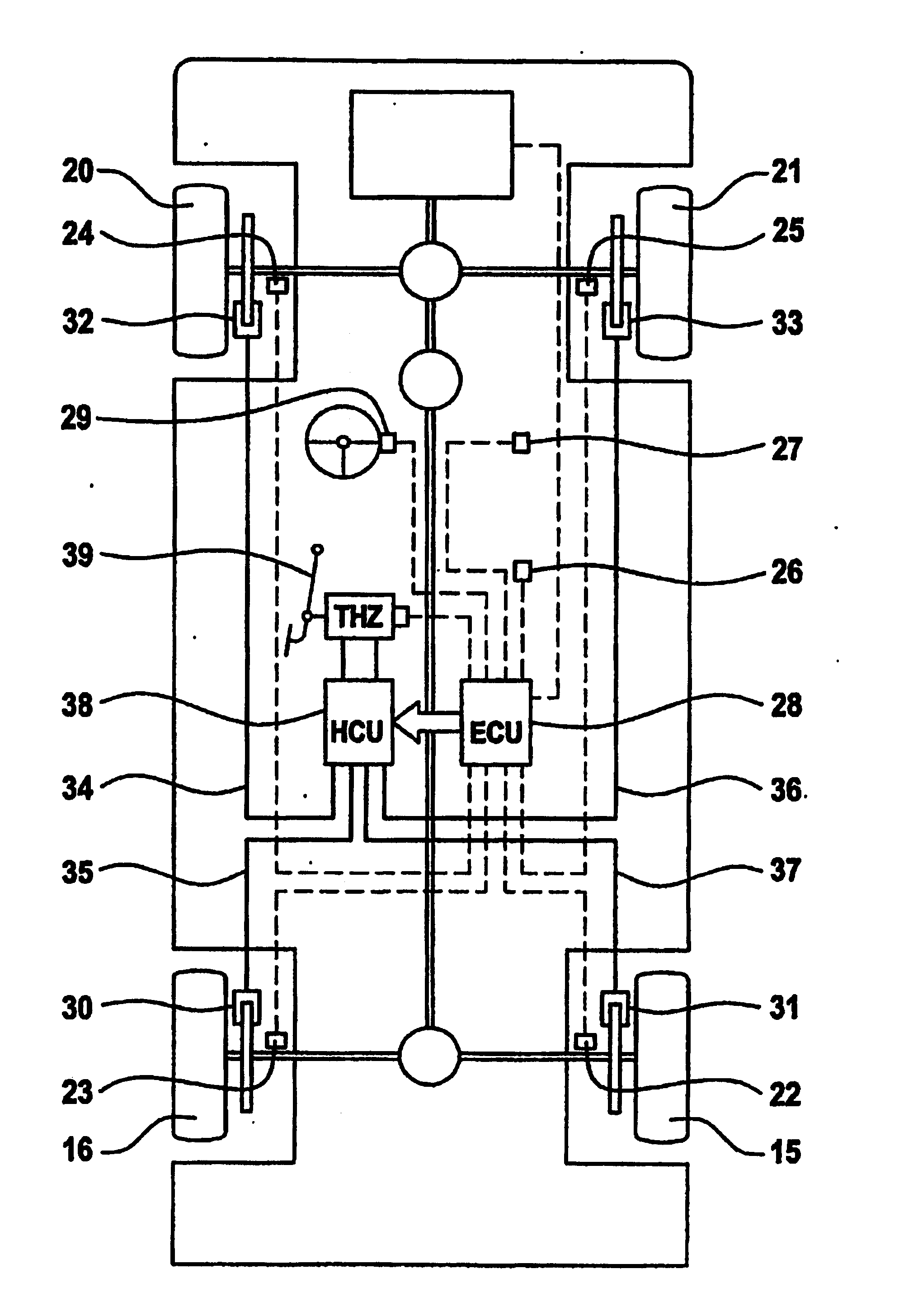 Method and system for stabilizing a car-trailer combination