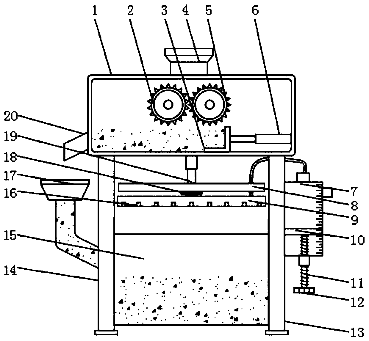 An energy-saving and environment-friendly solid waste crushing and packaging device