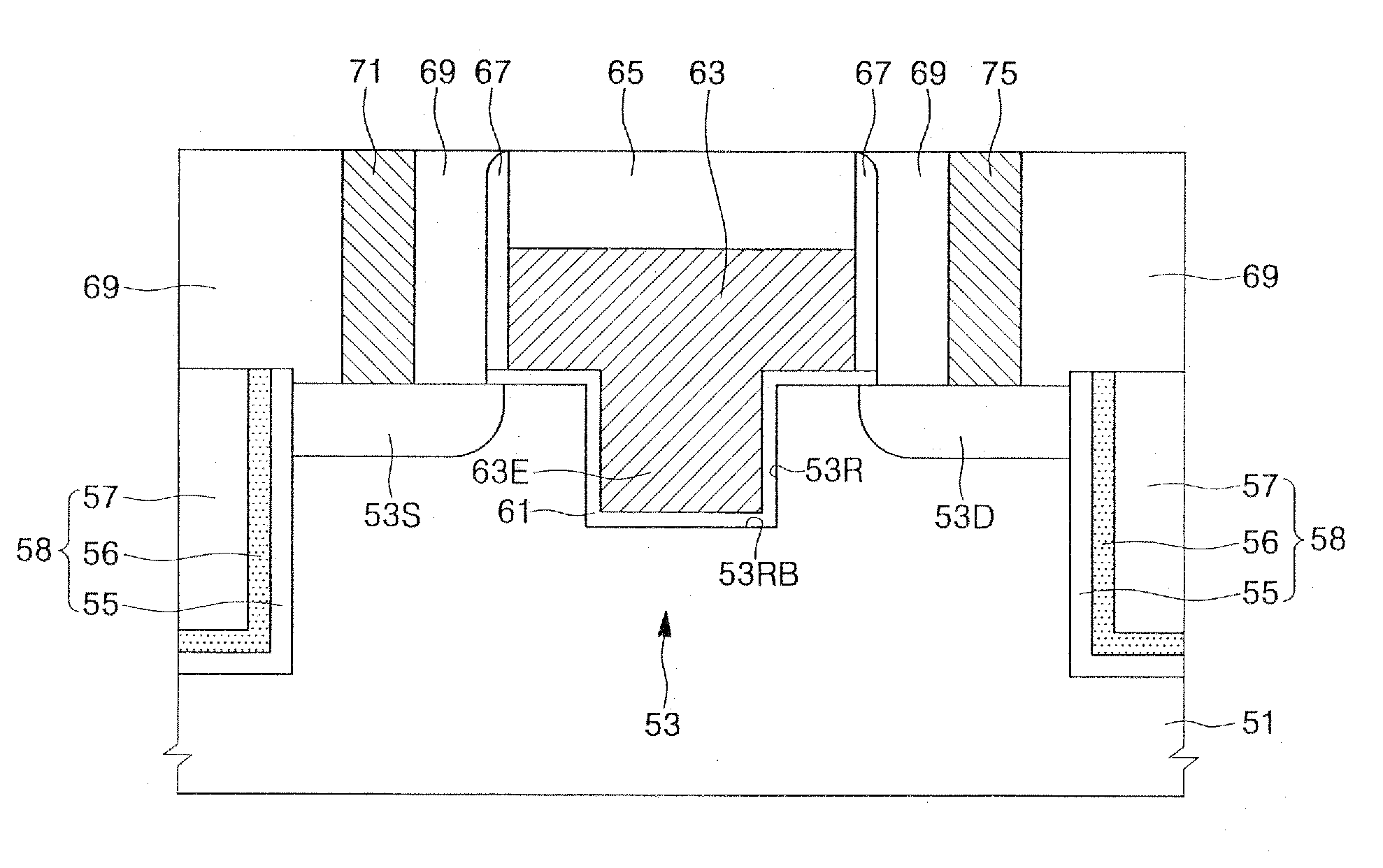 Semiconductor devices having a recessed active edge and methods of fabricating the same