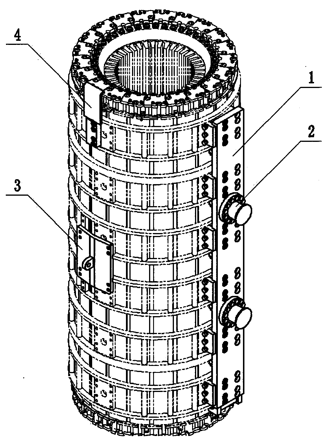 An inner stator hoisting and turning structure