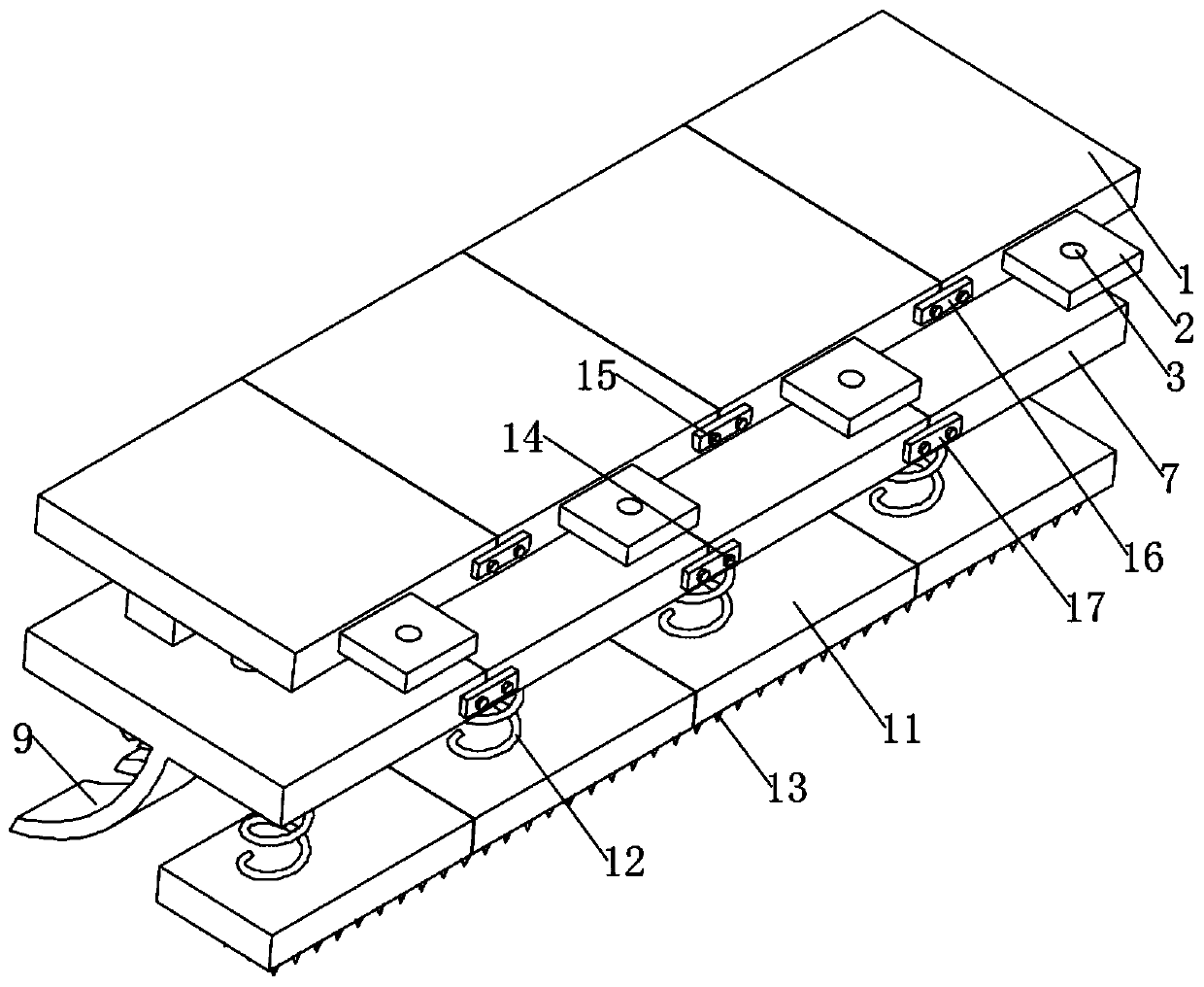 Dragging type soil plowing and leveling device