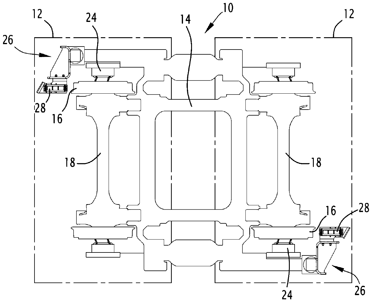 Derailment detection device and associated railway vehicle and method