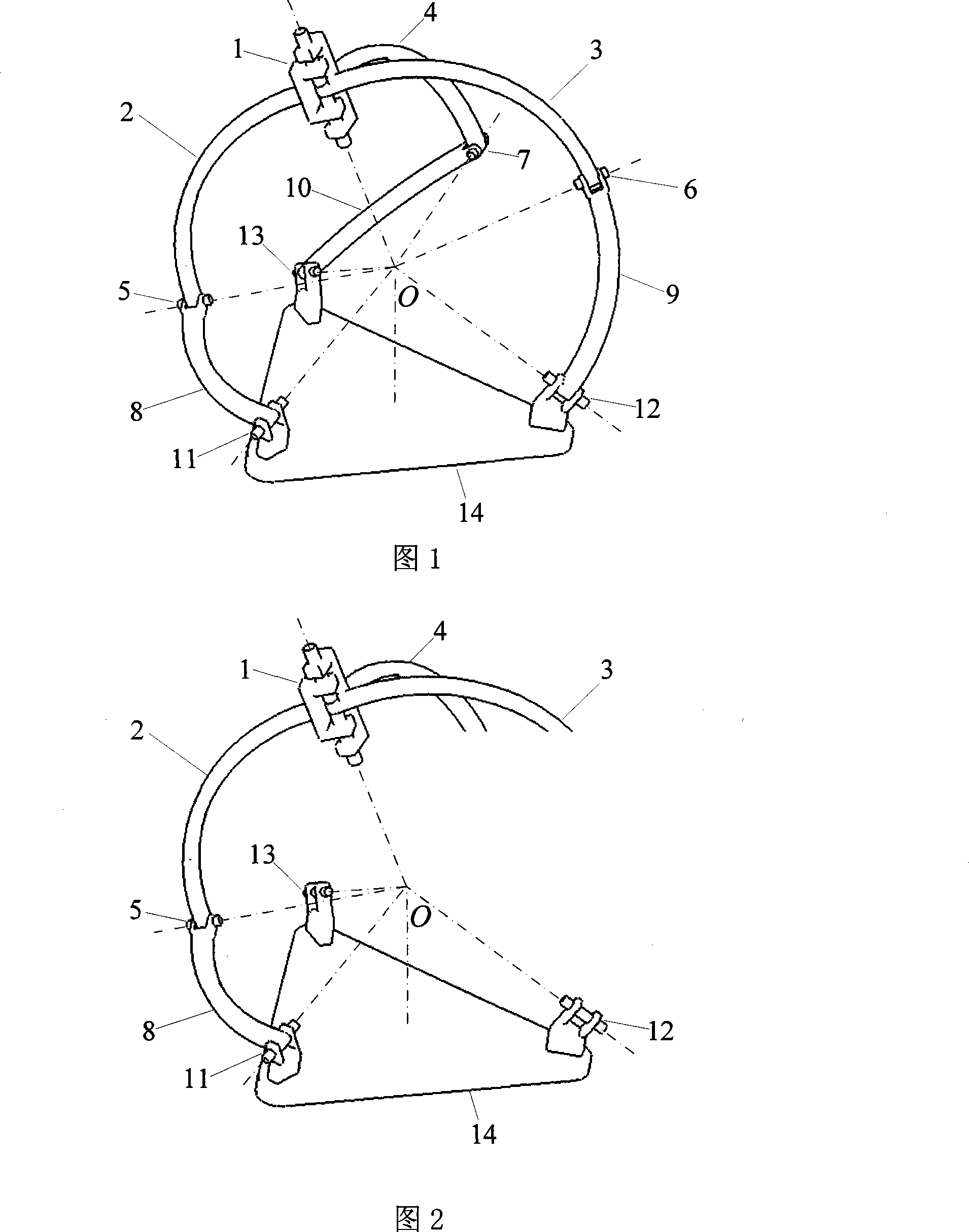 Spherical surface two-freedom symmetrical parallel connection robot mechanism with redundancy drive