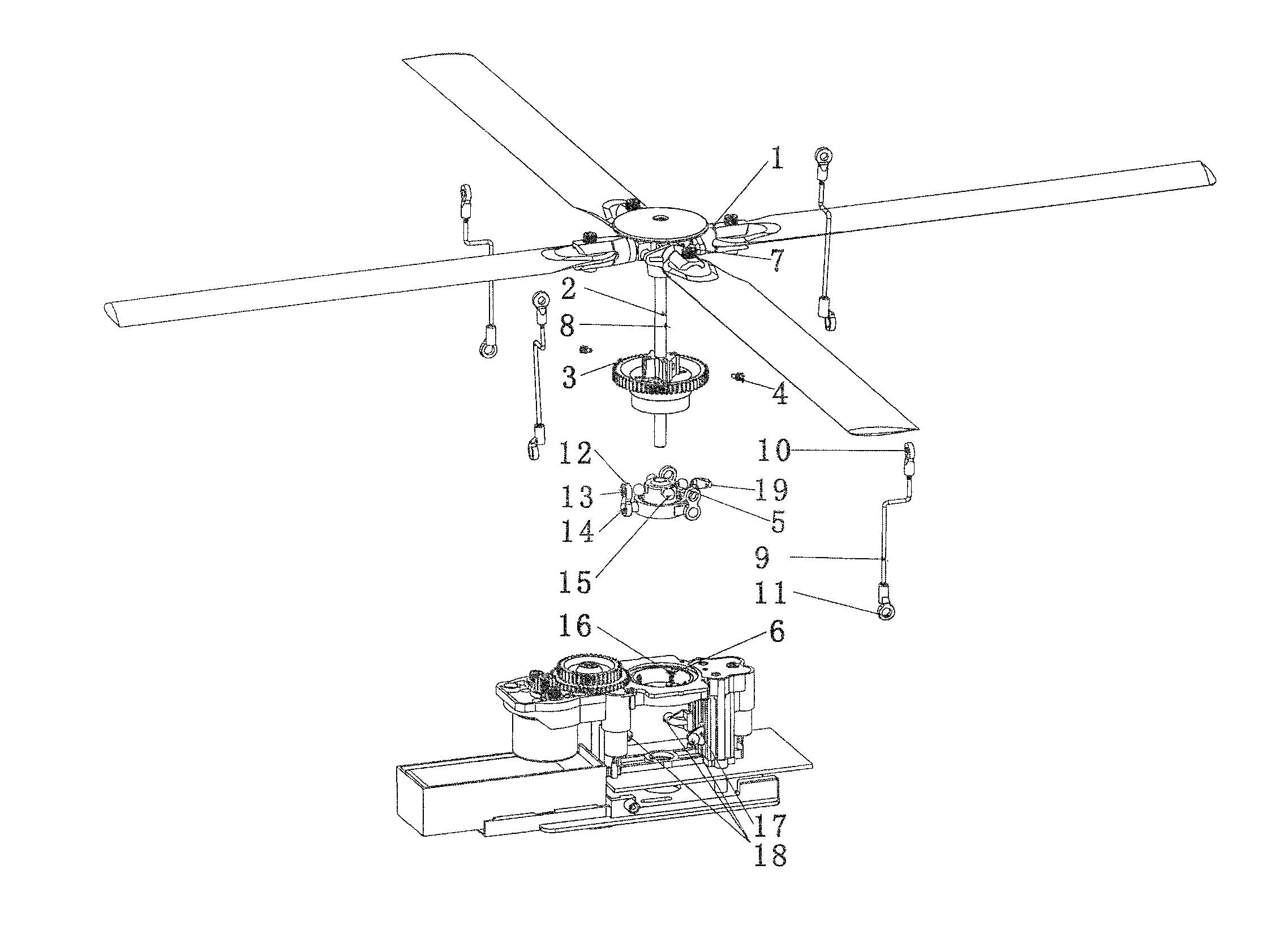Transmission Mechanism for Remote-Controlled Model Stimulated Helicopter