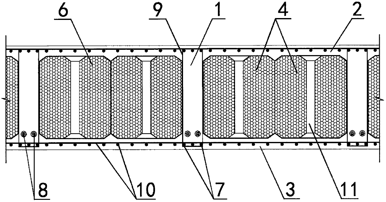 Prestressed hollow plate of bundling type filling boxes