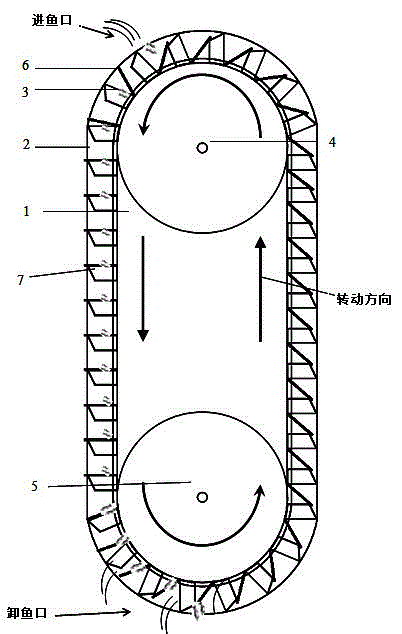 Crawler type fish continuous downstream dam passing device