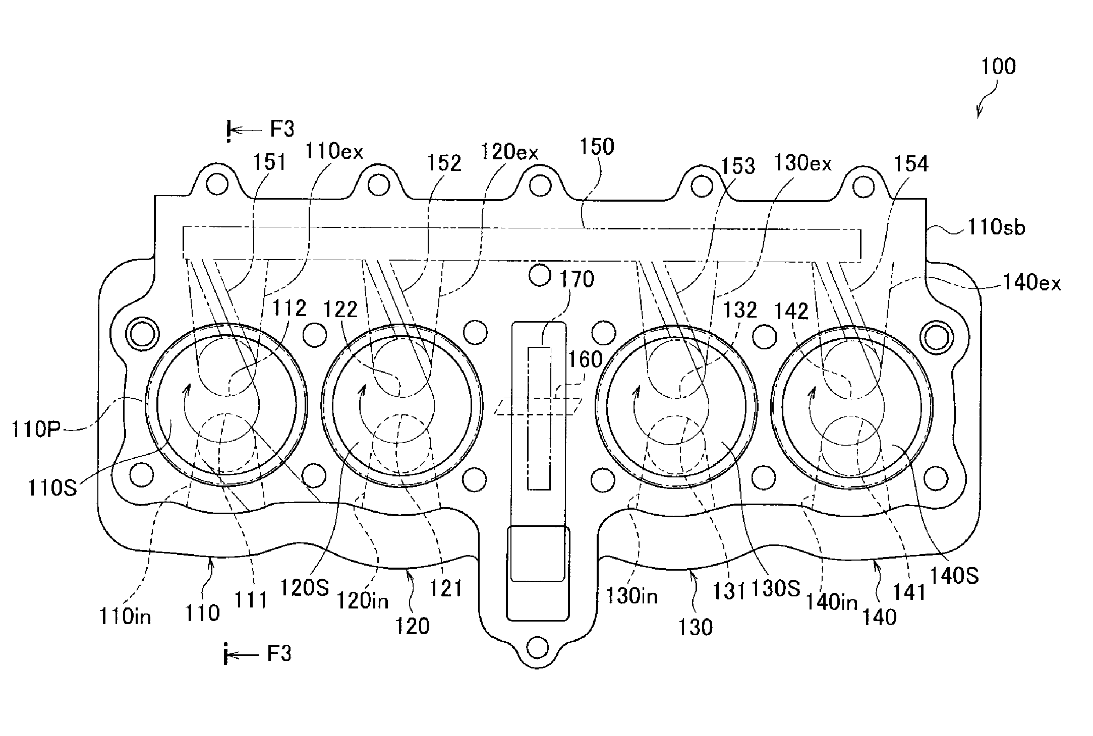 Four cycle internal combustion engine and vehicle