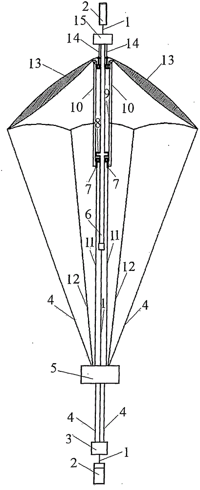 Airbag type umbrella-shaped wind energy conversion device and system