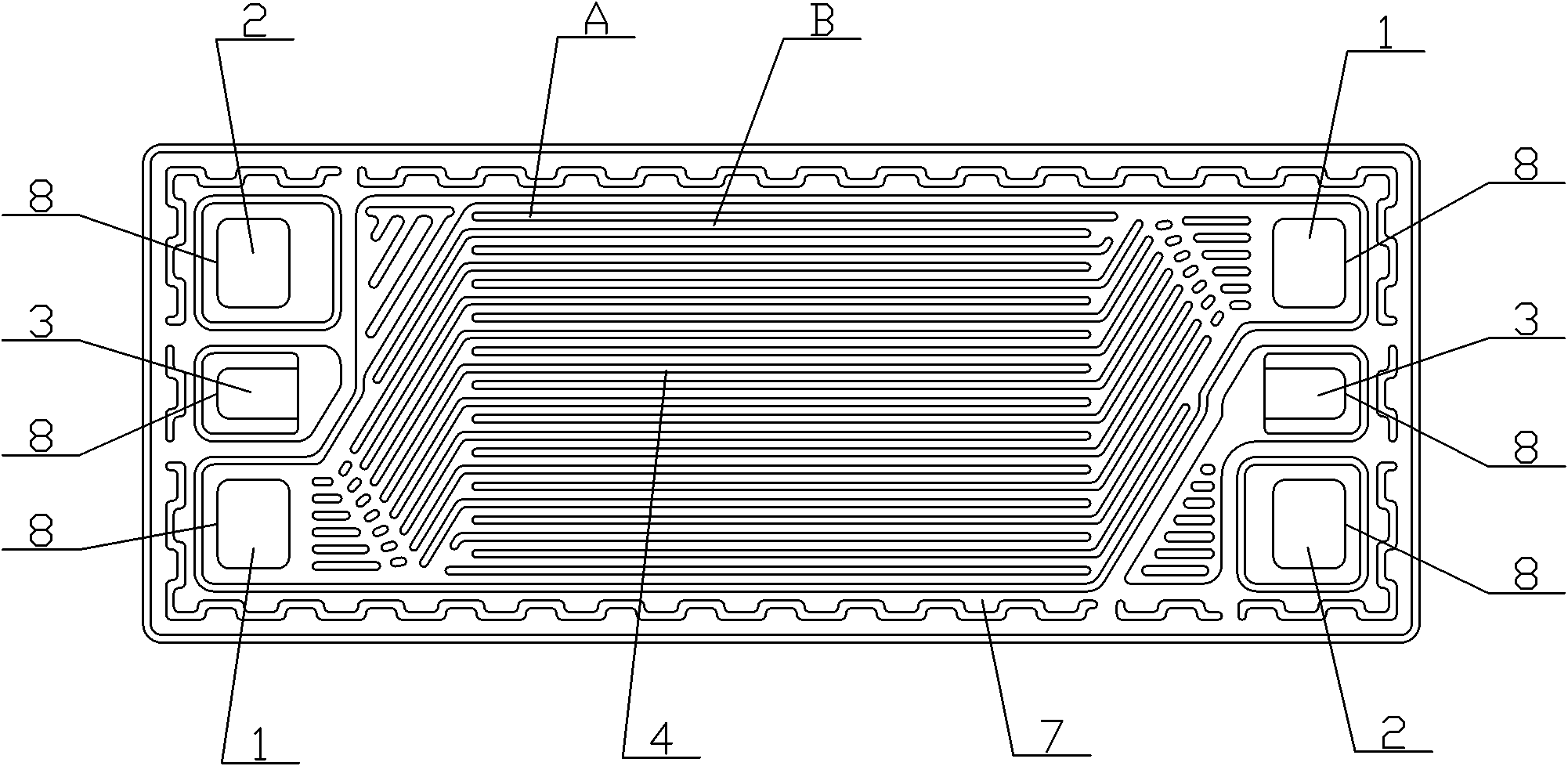 Metallic bipolar plate of proton exchange membrane fuel cell and single cell and electric stack formed by same