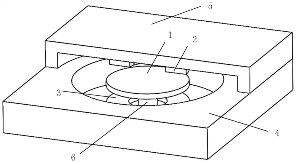 Two-electrode distributed micro-gyroscope with upper discrete and lower ring and its preparation method