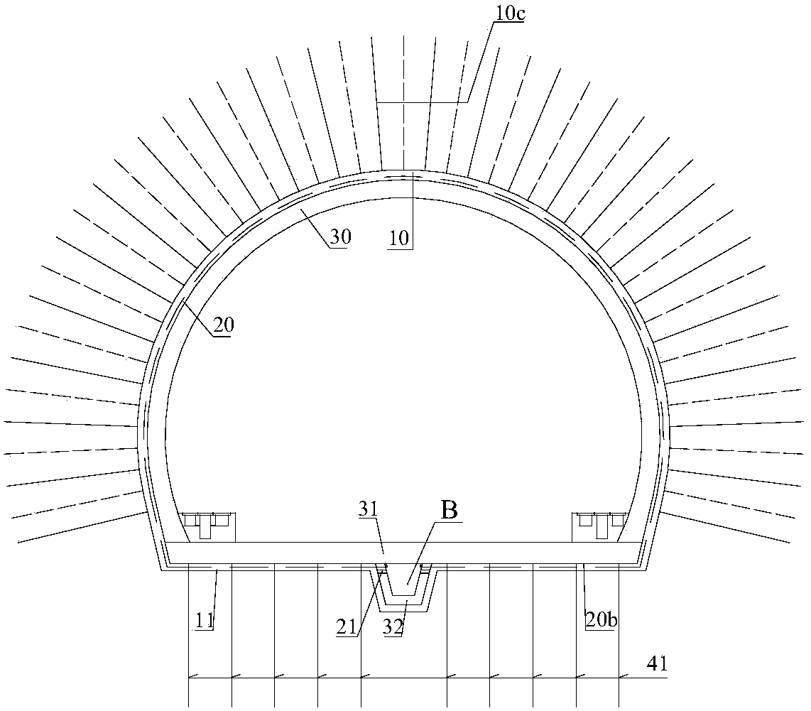 Bottom-anchor-constrained tunnel lining structure