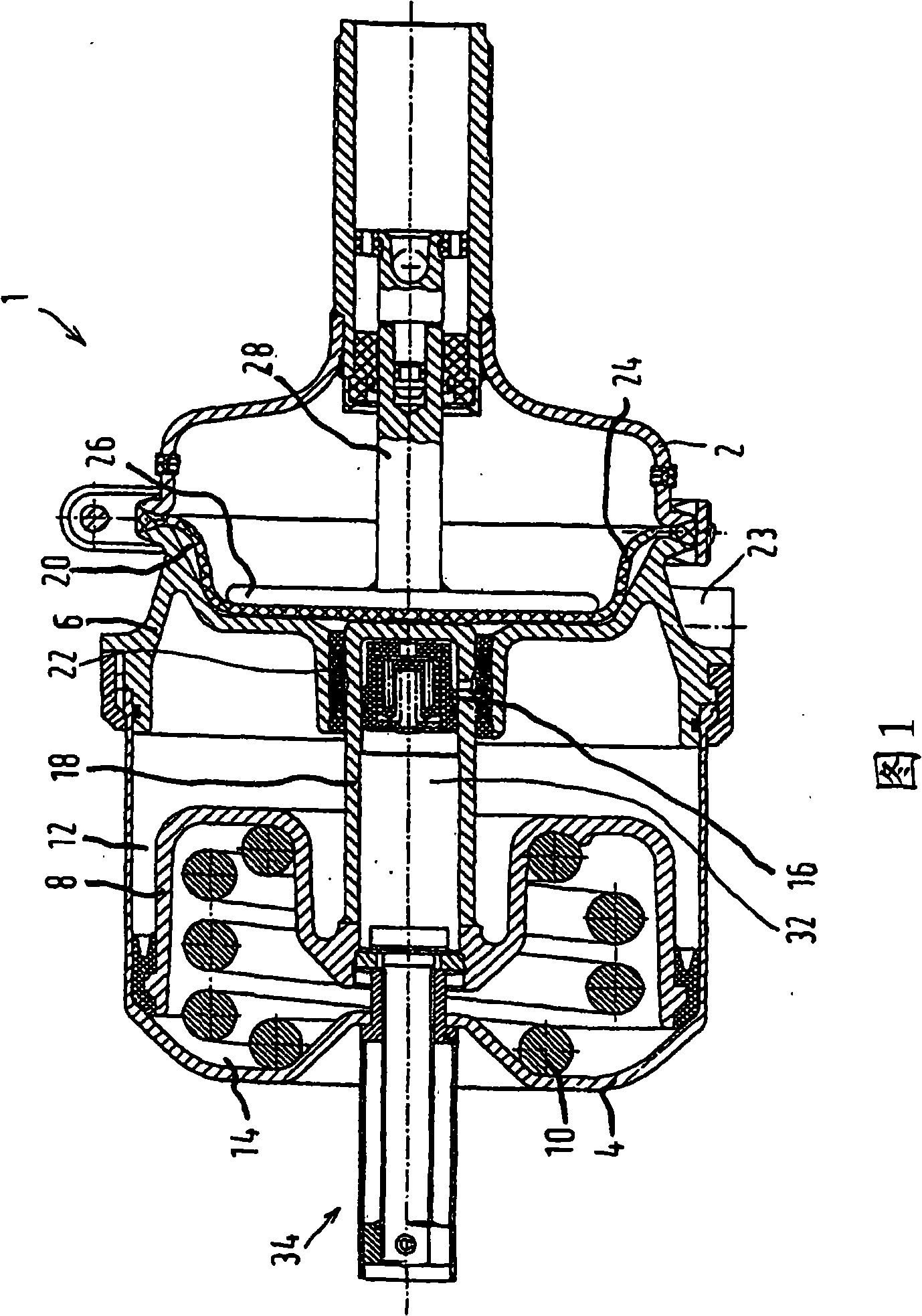 Combined service brake and stored-energy brake cylinder with internal ventilation