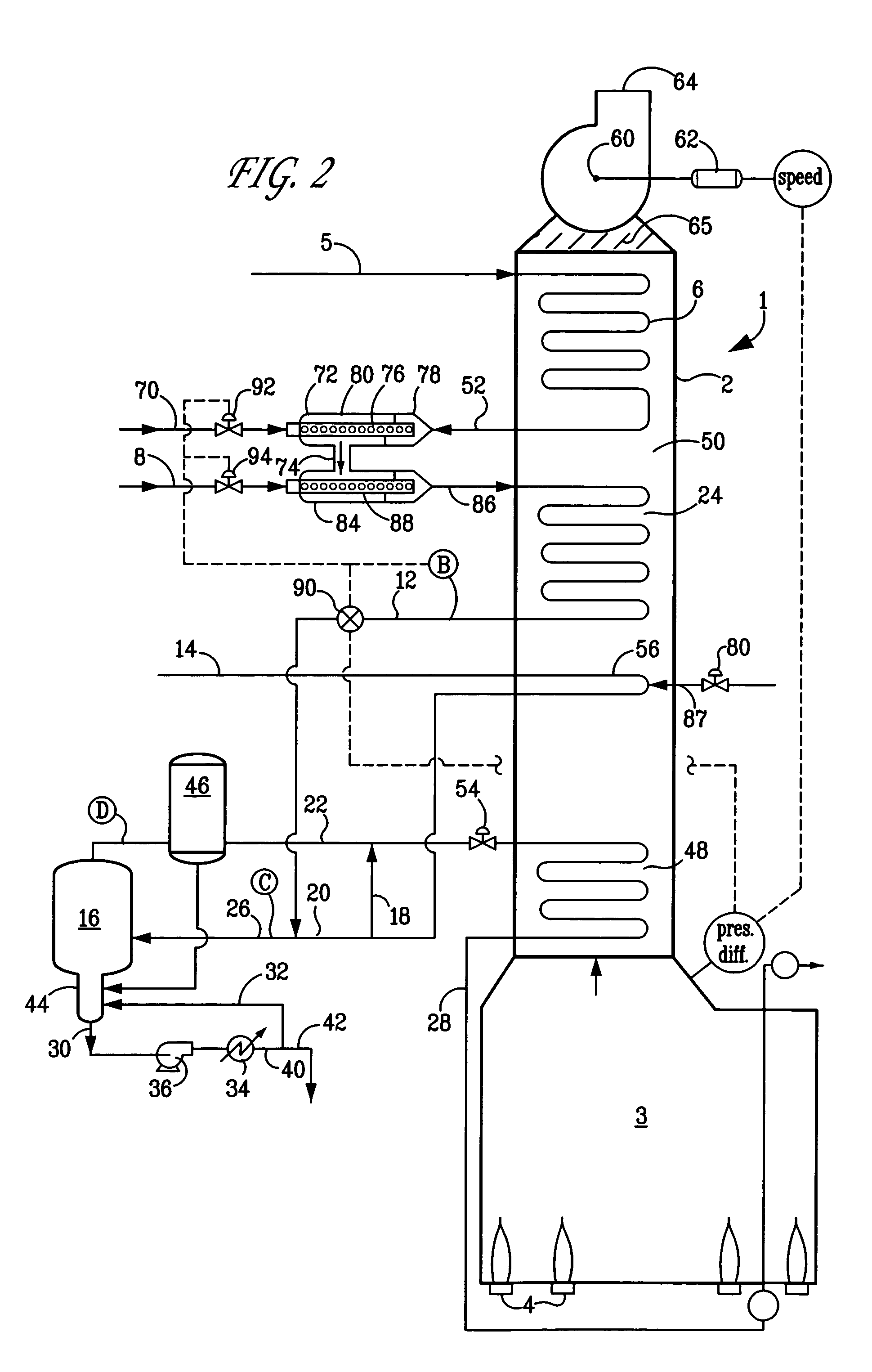 Process and draft control system for use in cracking a heavy hydrocarbon feedstock in a pyrolysis furnace