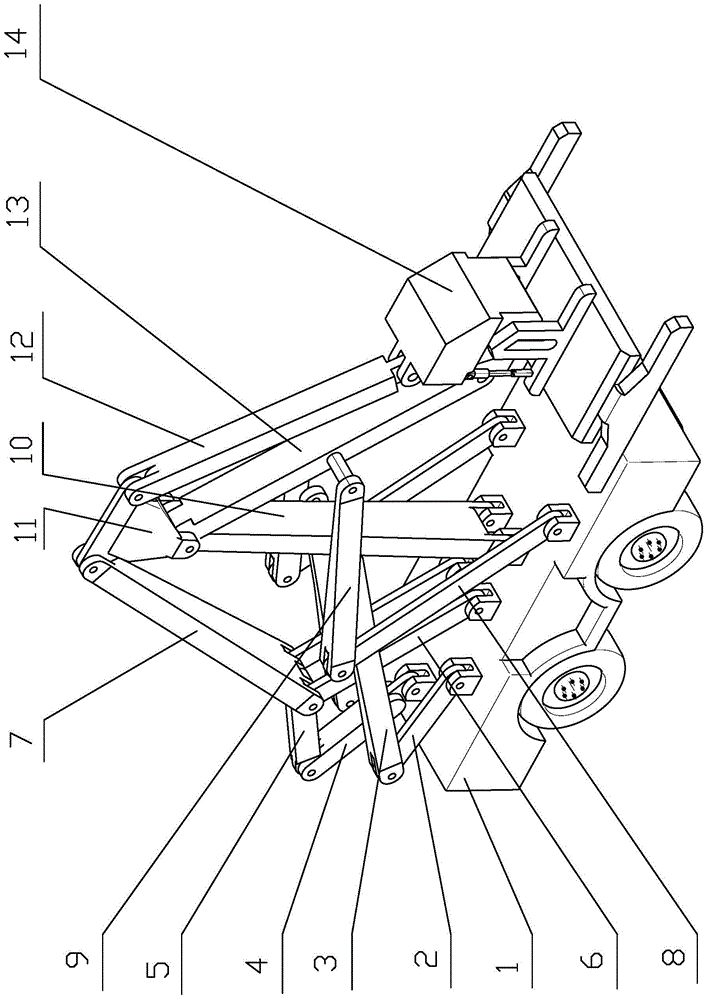 Three-degree-of-freedom servo-driven closed-chain container front stacker crane