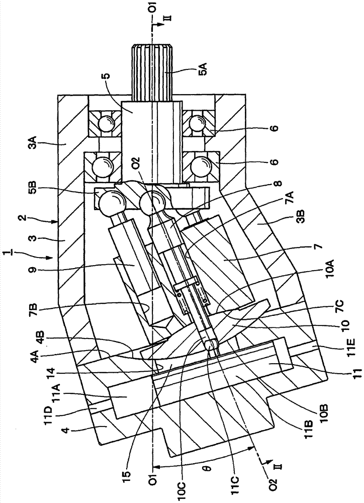 Variable capacity inclined axis hydraulic pump