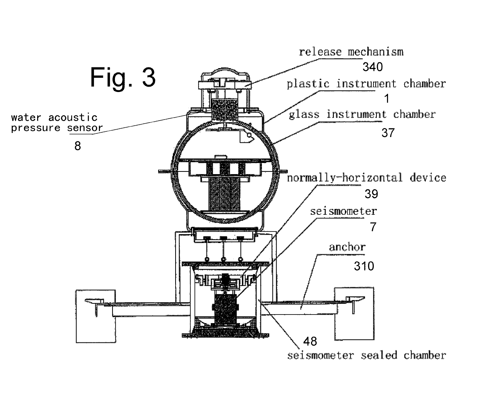 Combined broadband ocean bottom seismograph with single glass sphere