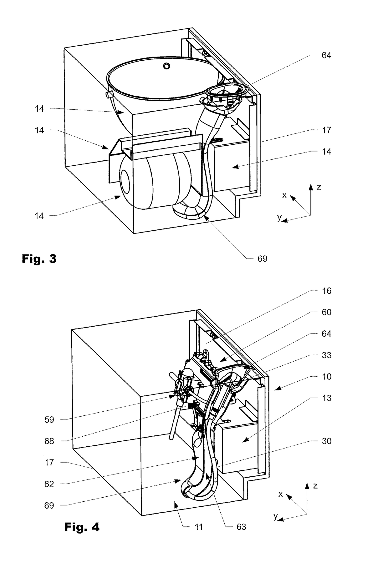 Storage device for an extractable hose, hose storage assembly and method for producing such a storage device