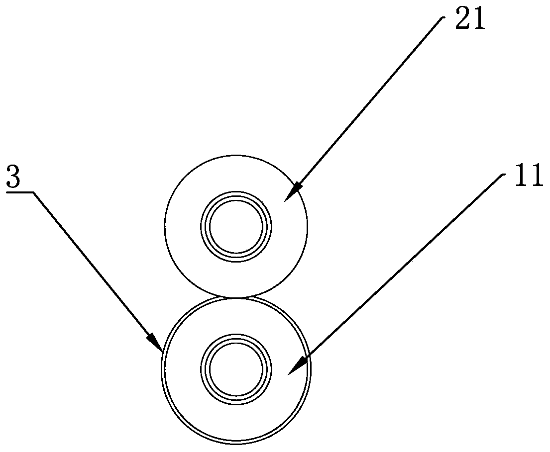 Hold-down conveying roller and groove roller matched with hold-down conveying roller