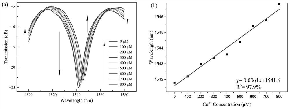 Optical fiber sensor for copper ion detection and preparation method thereof