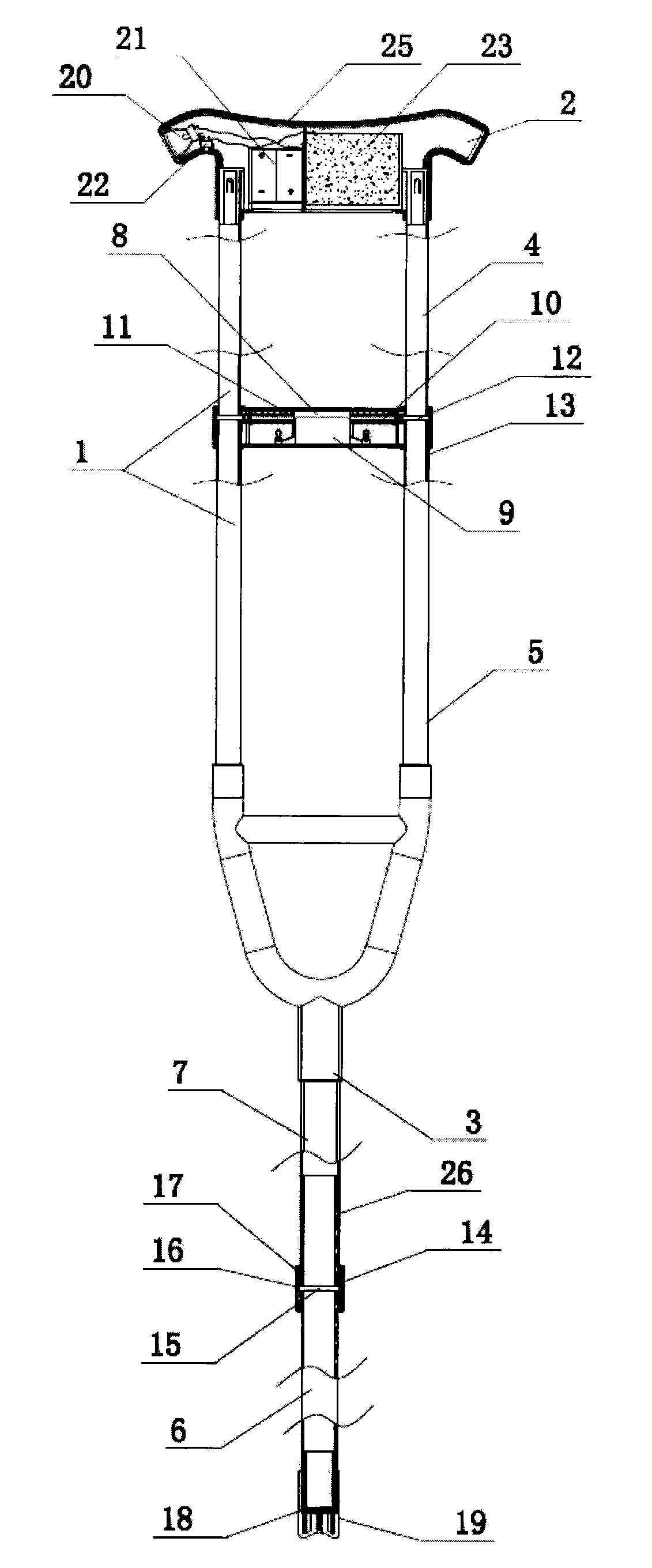 Axillary crutch with illuminating function