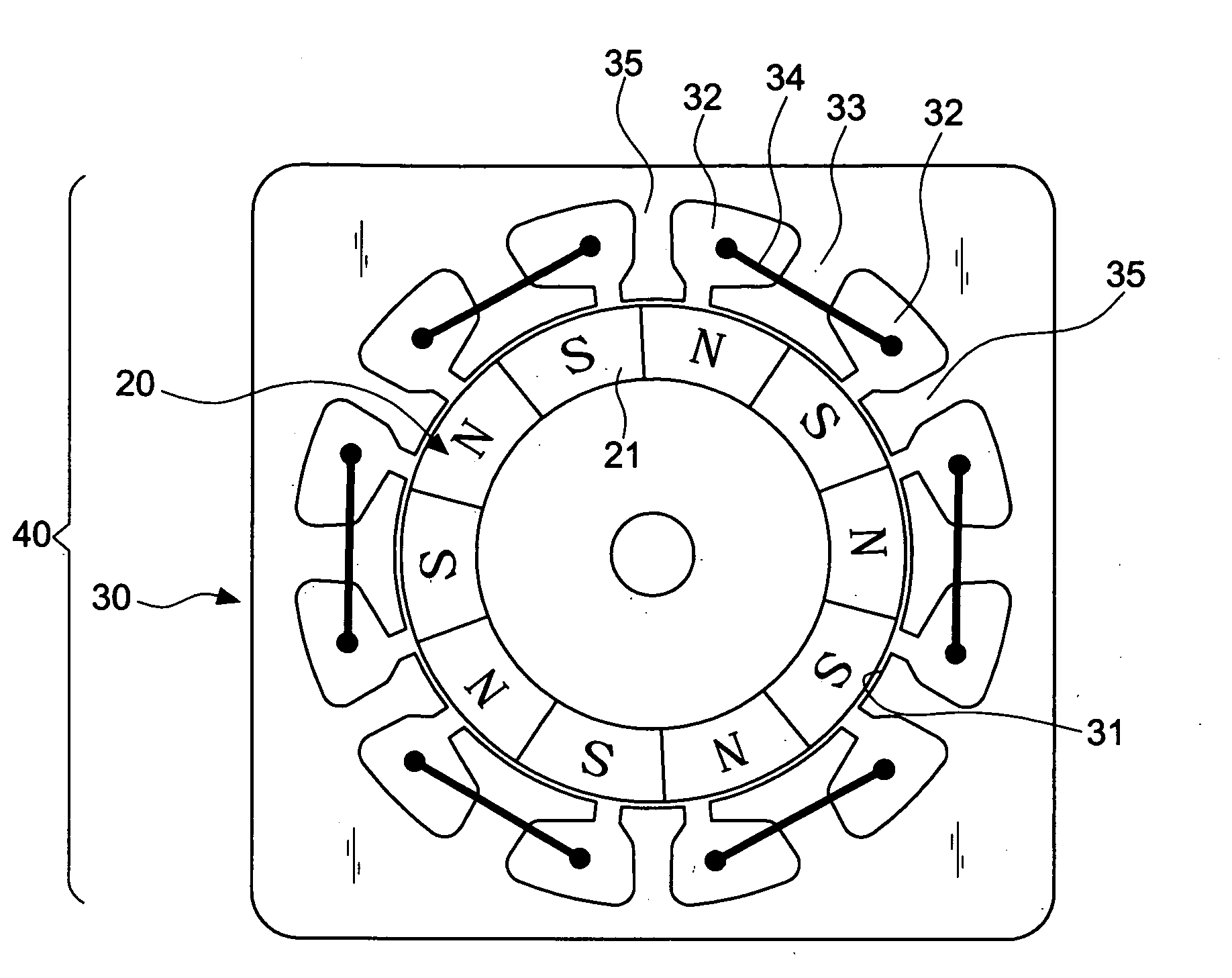 Brushless permanent magnet motor with unequal-width slots and method of producing the same