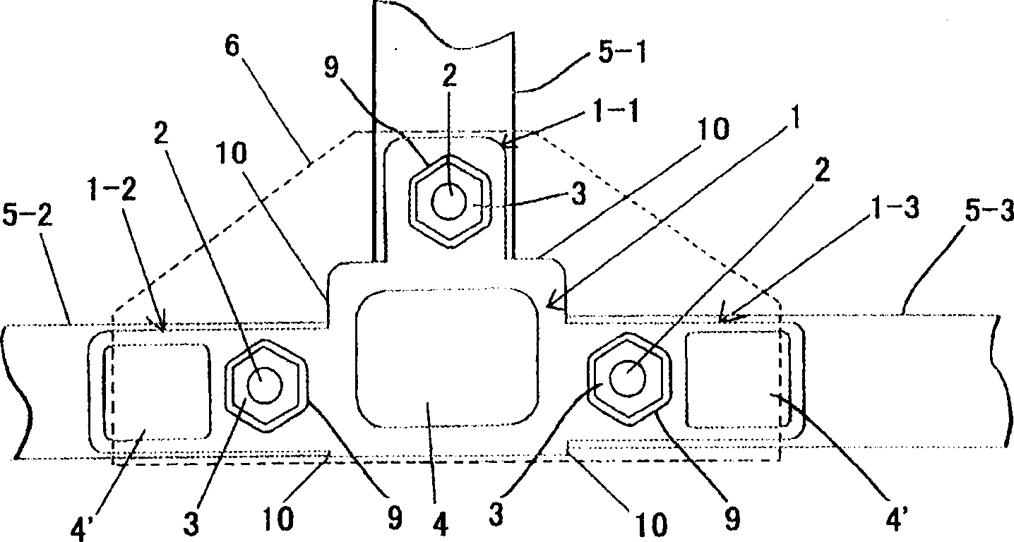 Square tube connection method, joint used thereby and connection parts therewith