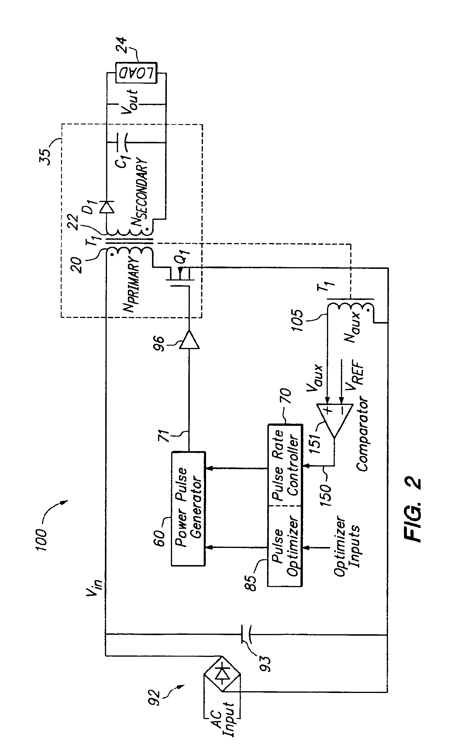 Method of driving a power converter by using a power pulse and a sense pulse