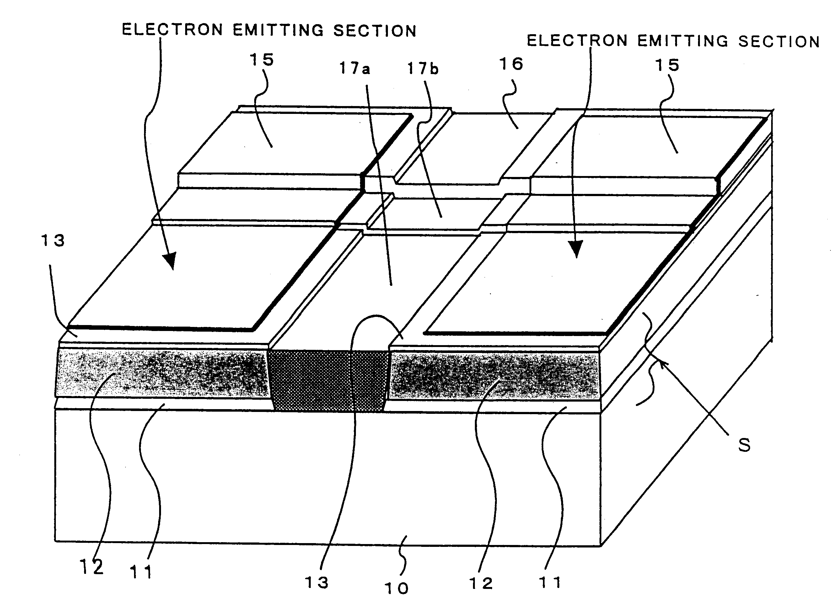 Flat panel display device utilizing electron emission devices