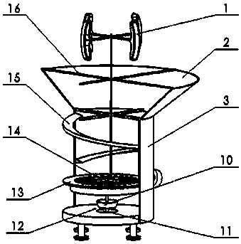 Air-liquid double-vortex kinetic-energy pulping device capable of collecting rainwater and wind energy