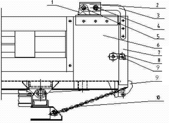 Rear door opening and closing device for dump truck