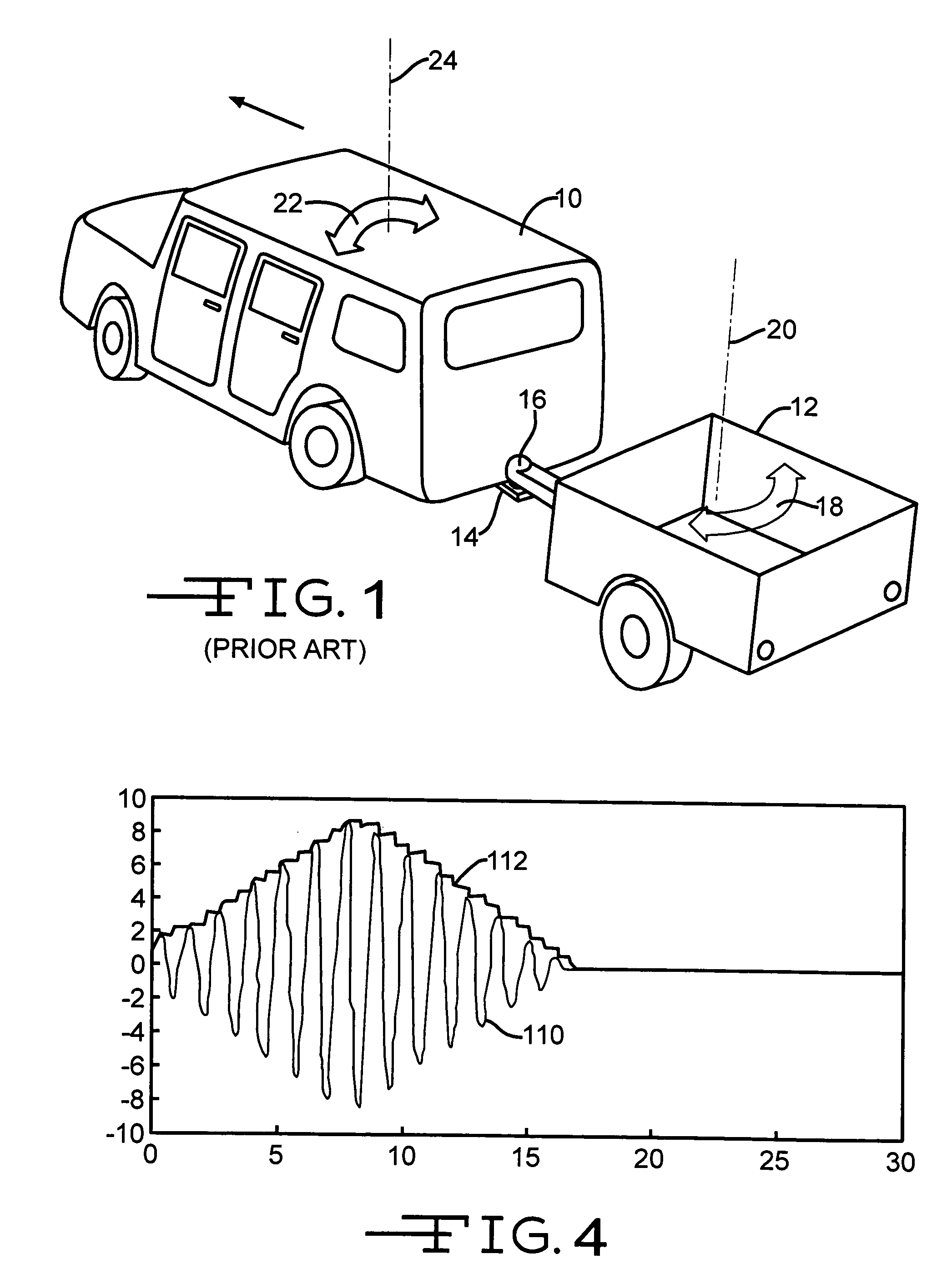 Method and apparatus for detecting and correcting trailer induced yaw movements in a towing vehicle